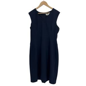 MM Lafleur Navy Blue Sleeveless Woven Shift Dress Size 16 Minimalist Capsule